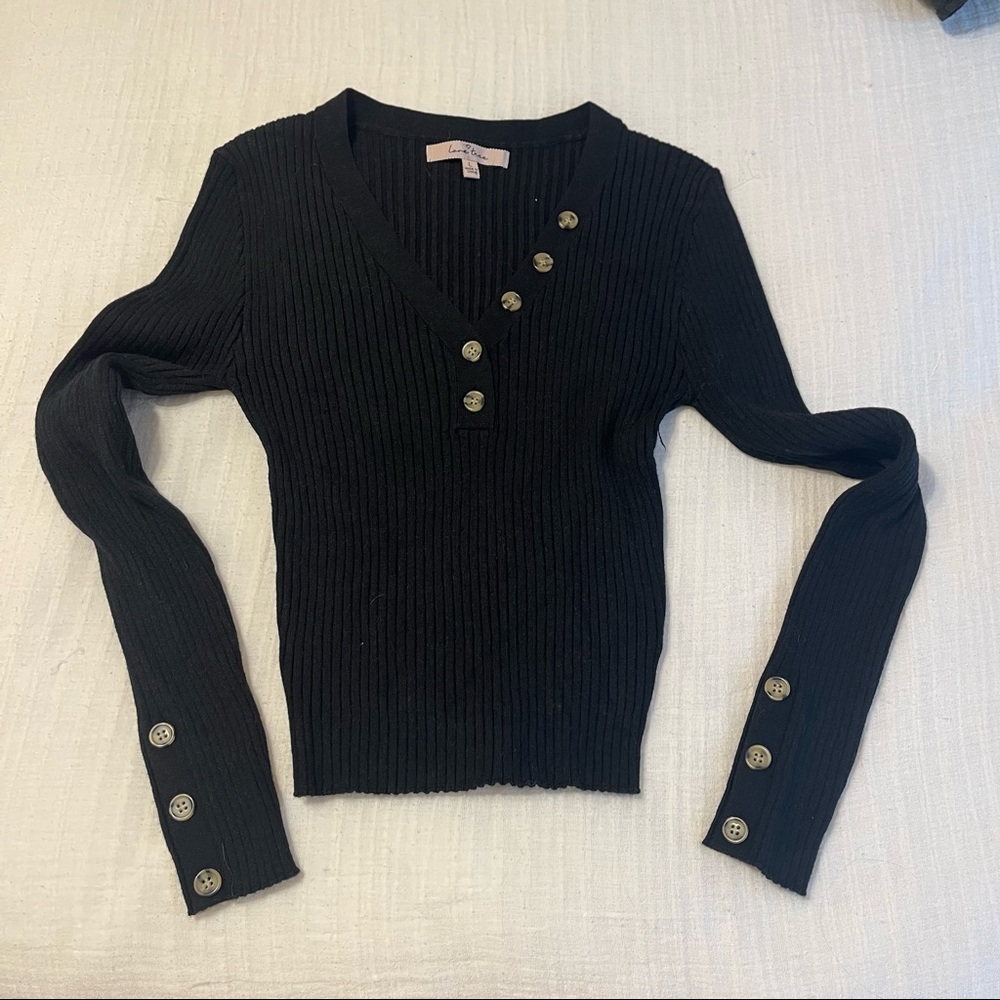 Love Tree Black Longsleeve with Button details